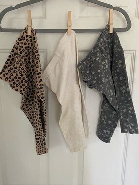 3-Pair Girls' Patterned Leggings Bundle - Leopard, Cream & Snowflake